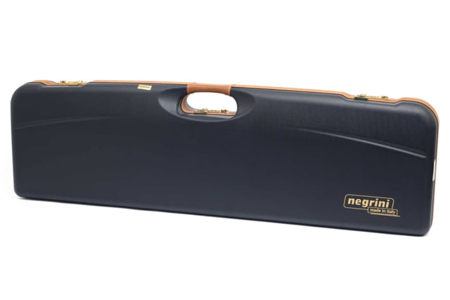 Negrini OU Deluxe High Rib Trap/Sporting Shotgun Case Navy/Tobacco Leather/Navy Interior - Negrini