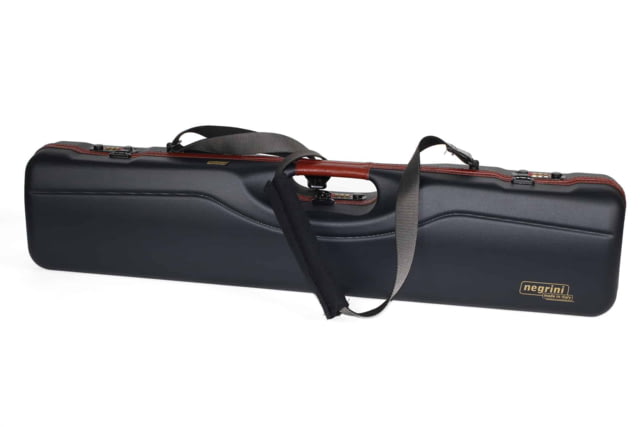 Negrini OU/SXS Deluxe Uplander Ultra-Compact Hunting Shotgun Case Navy/Rich Tobacco Leather Trim/Navy Interior - Negrini