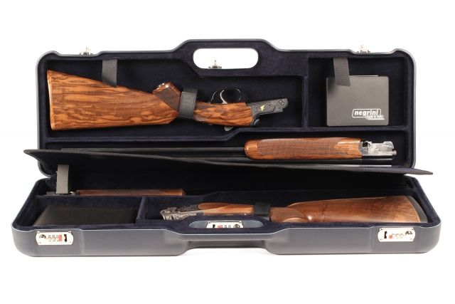 Negrini Two OU/SxS Hunting Skeet Shotgun Travel Case Black/Blue 32X11.6X4.8