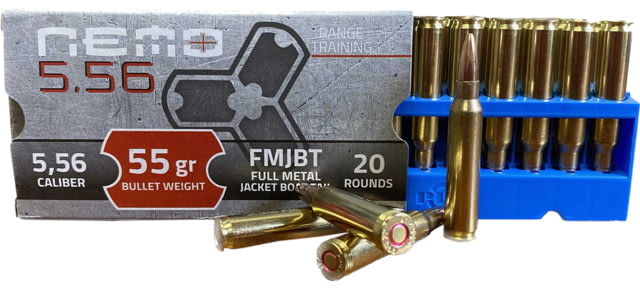 O Arms 5.56mm 55 Grain Full Metal Jacket Boat Tail Brass Cased Rifle 20 Rounds Ammo