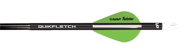 New Archery Products Quikfletch 2in Twister Vanes Black Tube 6 Pack White/Green/Green