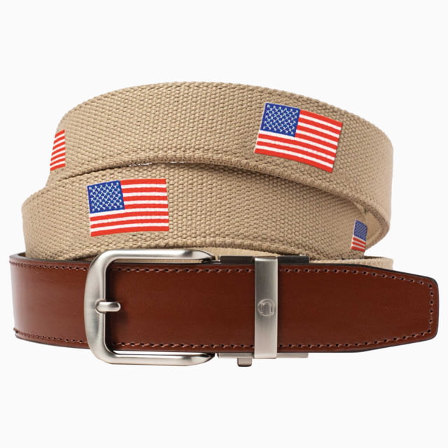 Nexbelt Embroidered USA Belt Tan/Blue Up to 50" Waist - Nexbelt