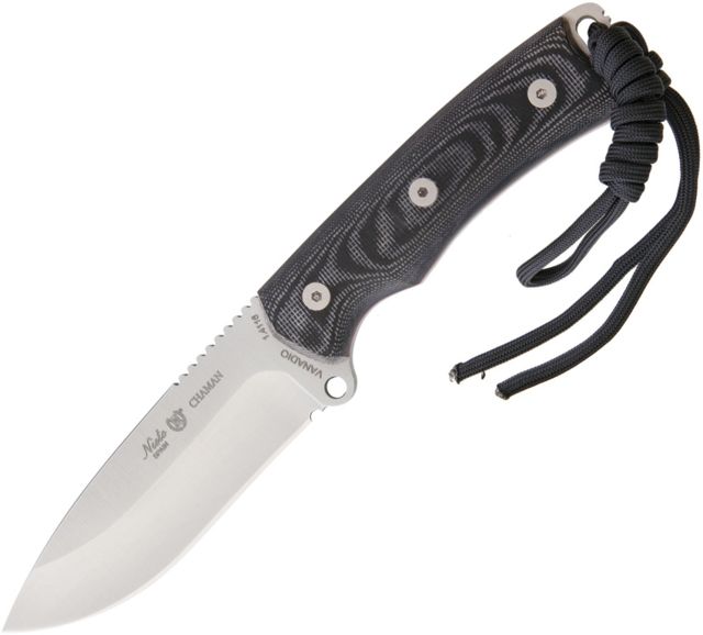 Nieto Chaman Basic Black Micarta Fixed Blade Knife 9.5in 4.5in Standard Edge Drop Point Satin Black Micarta Handle - Nieto
