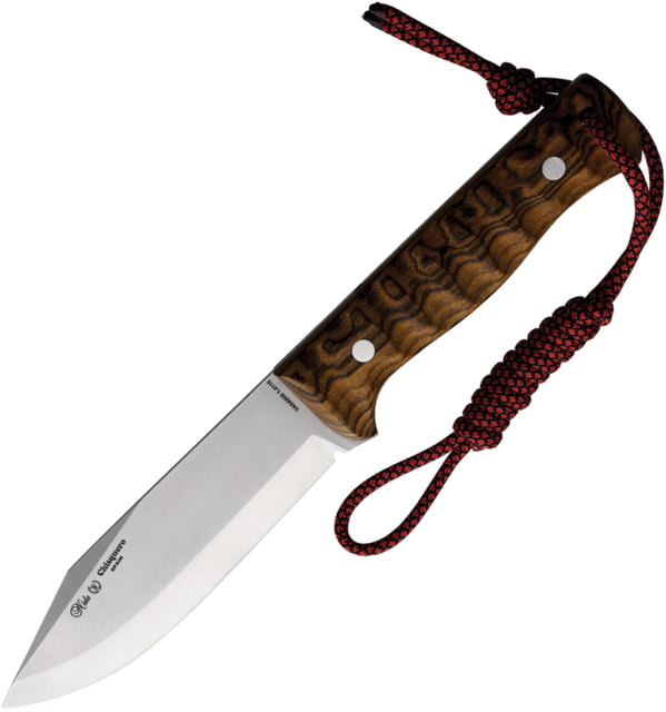 Nieto Chisquero Bocote Fixed Blade Knife 9.25in Overall 4.75in Satin 1.4116 Stainless Steel Blade Sculpted Bocote Wood Handle Brown Leather Belt - Nieto