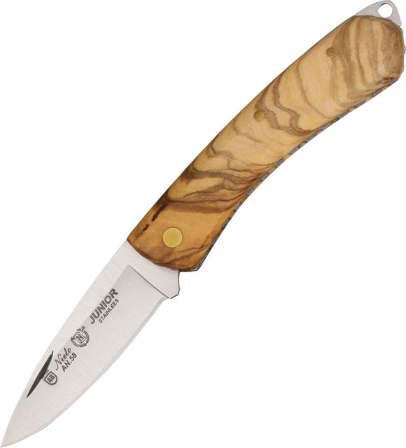 Nieto Navaja Junior Fold Knife SS drop point Plain blade Hardwood Olive handle NIE - Nieto