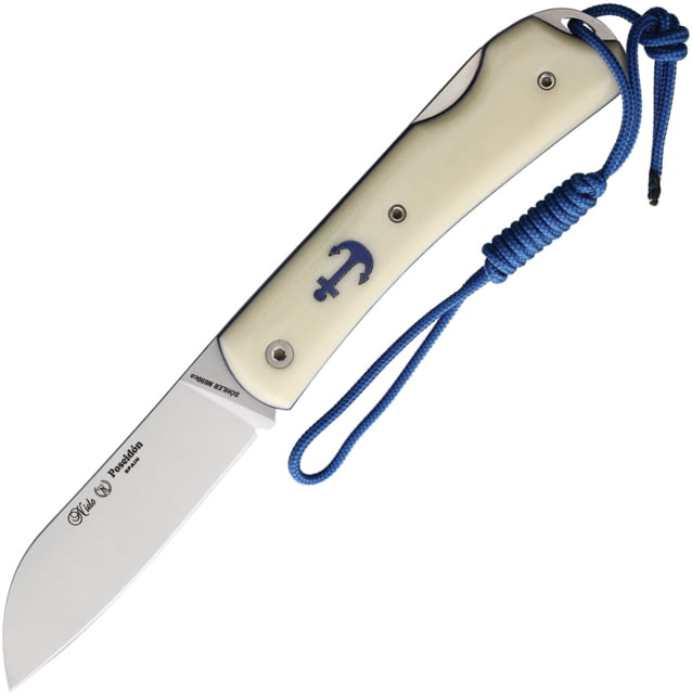 Nieto Poseidon Folding Knife 4.25in Closed 3.25in Satin Bohler N690 SS Blade White Micarta Handle - Nieto