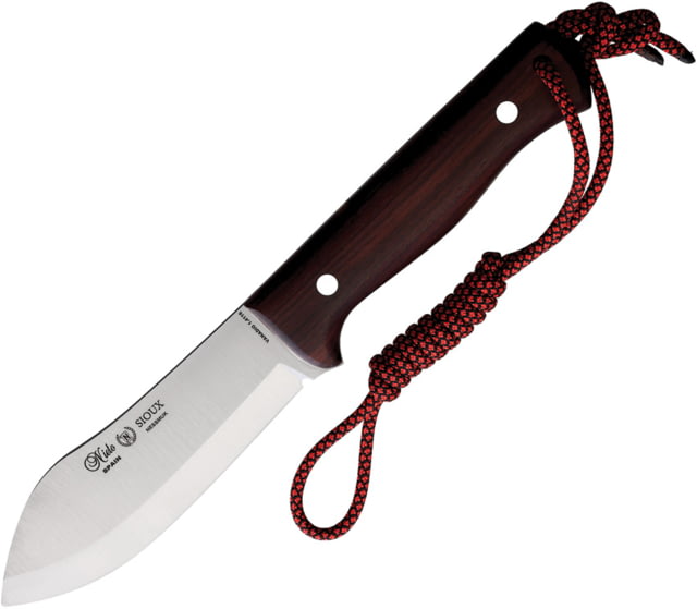 Nieto Sioux Nessmuk Violet Wood Knife 9in Overall 4.5in Satin 1.4116 Stainless Steel Blade Violet Wood Handle Brown Leather Belt Sheath - Nieto