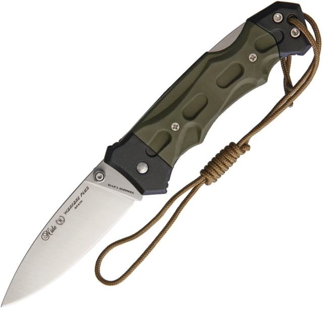 Nieto Warfare Plus Lockback Folding Knife 3in Satin 1.4116 SS Blade Green Forprene Handle SS Bolster Thumb Stud Pocket Clip Green - Nieto