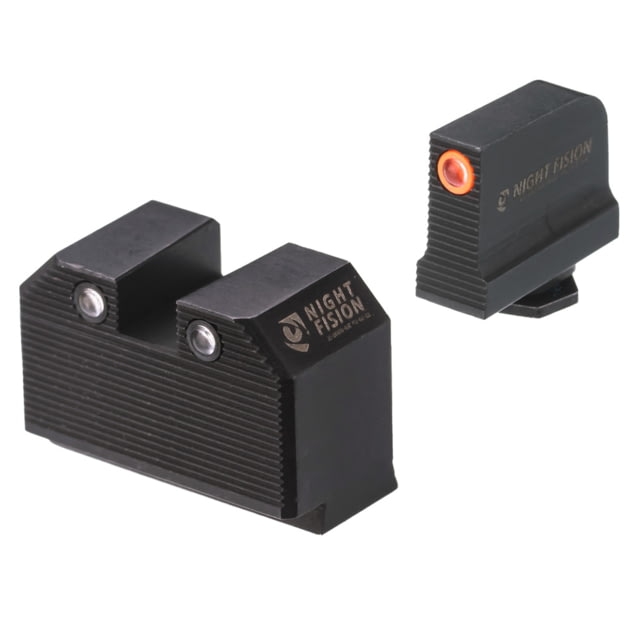 Night Fision Optics Ready Stealth Series Square-Notch Tritium Night Sight Glock 17/G19/G34 Orange Front Green Tritium/Black Rear Black
