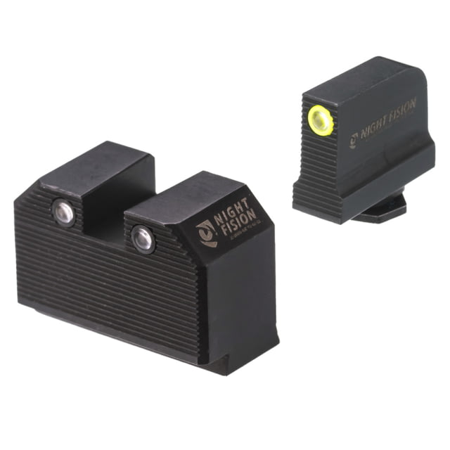Night Fision Optics Ready Stealth Series Square-Notch Tritium Night Sight Glock 17/G19/G34 Yellow Front Green Tritium/Black Rear Black