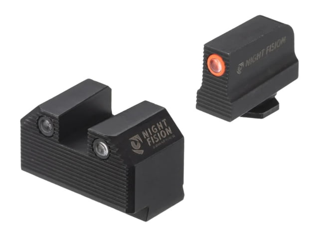 Night Fision Optics Ready Stealth Series Square-Notch Tritium Pistol Night Sights Glock 43X MOS 220-227in Blade Height Orange Front Sight/Green - Night Fision