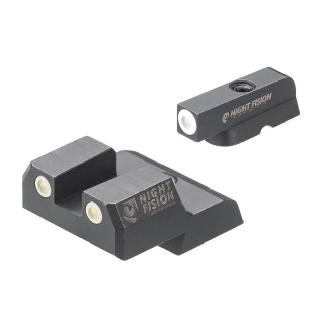 Night Fision Tritium Front Night Sight Set, CZ 75/85, White Front, White Rear Rings, Black, CZU-079-003-WGWG by USA Night Fision Pistol Sights
