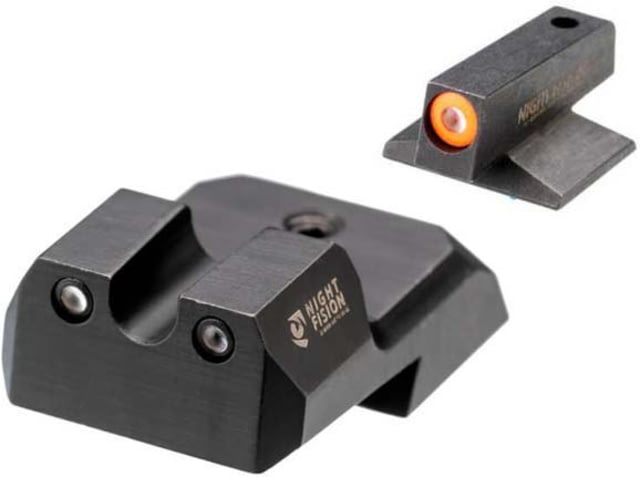 Night Fision  Tritium Night Sight Set .160 Blade Orange Front Ring U Notch Rear - Night Fision