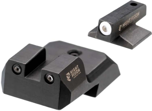 Night Fision  Tritium Night Sight Set .160 Blade White Front Ring - Night Fision