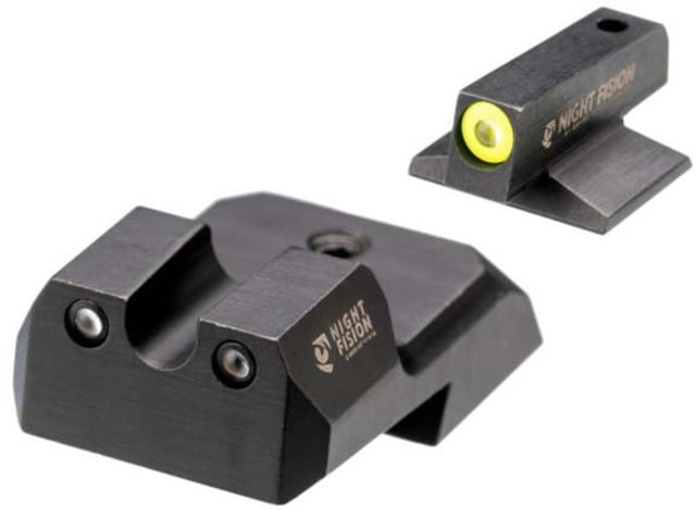 Night Fision  Tritium Night Sight Set .160 Blade Yellow Front Ring U Notch Rear - Night Fision