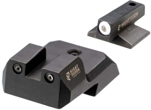 Night Fision  Tritium Night Sight Set .180 Blade White Front Ring - Night Fision