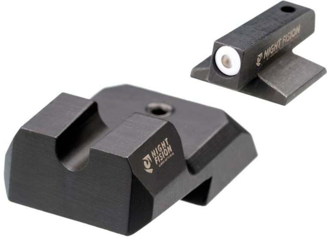 Night Fision  Tritium Night Sight Set .180 Blade White Front Ring U Notch Blank Rear - Night Fision