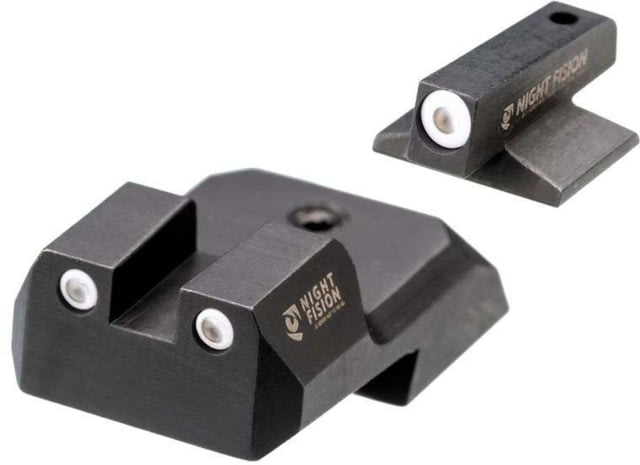 Night Fision  Tritium Night Sight Set .180 Blade White Front Ring White Rear Rings - Night Fision
