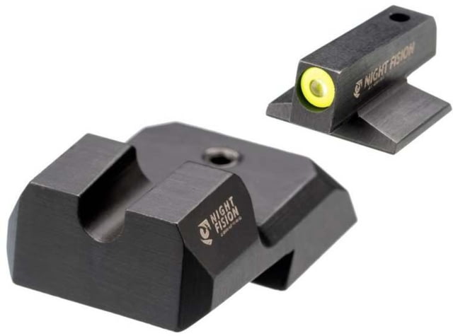 Night Fision  Tritium Night Sight Set .180 Blade Yellow Front Ring U Notch Blank Rear - Night Fision
