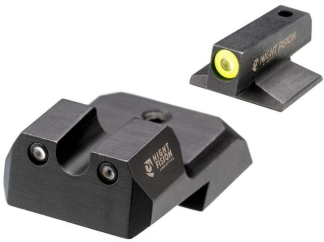 Night Fision  Tritium Night Sight Set .180 Blade Yellow Front Ring U Notch Rear - Night Fision