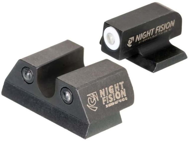 Night Fision Standard Height Night Sight Set FN 509 White Front Ring U Notch Rear - Night Fision