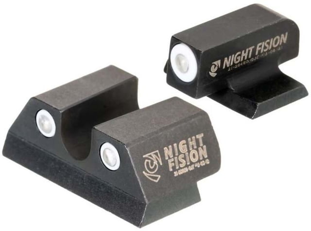 Night Fision Standard Height Night Sight Set FN 509 White Front Ring U Notch White Rear Rings - Night Fision