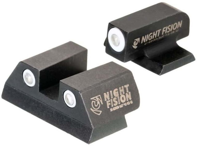 Night Fision Standard Height Night Sight Set FN 509 White Front Ring White Rear Rings - Night Fision