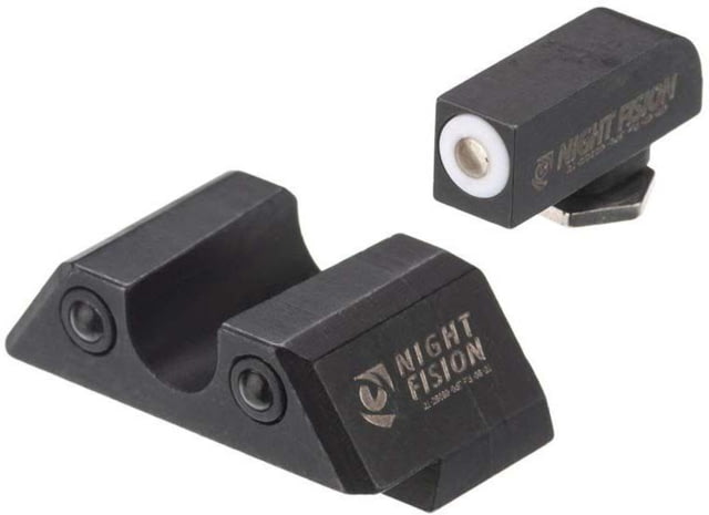 Night Fision Standard Height Night Sight Set Glock 48 White Front Ring U Notch Rear - Night Fision