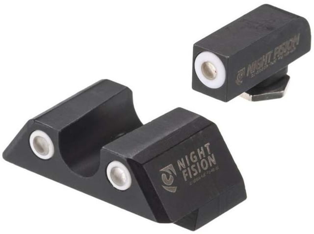 Night Fision Standard Height Night Sight Set Glock 48 White Front Ring U Notch White Rear Rings - Night Fision
