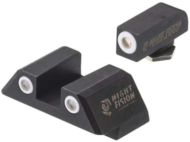 Night Fision Standard Height Night Sight Set Glock 48 White Front Ring White Rear Rings - Night Fision