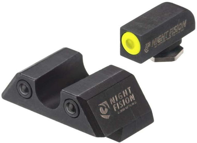 Night Fision Standard Height Night Sight Set Glock 48 Yellow Front Ring U Notch Rear - Night Fision