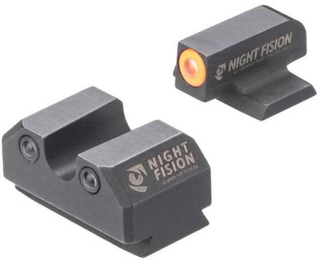 Night Fision Standard Height Night Sight Set Ruger Max 9 Orange Front Ring U Notch White Rear Rings - Night Fision