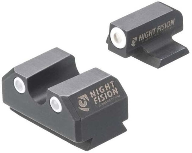 Night Fision Standard Height Night Sight Set Ruger Max 9 White Front Ring U Notch White Rear Rings - Night Fision