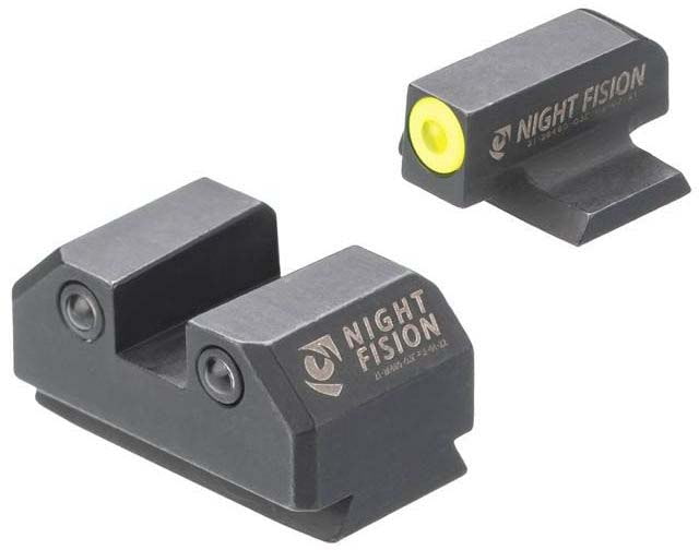 Night Fision Standard Height Night Sight Set Ruger Max 9 Yellow Front Ring - Night Fision