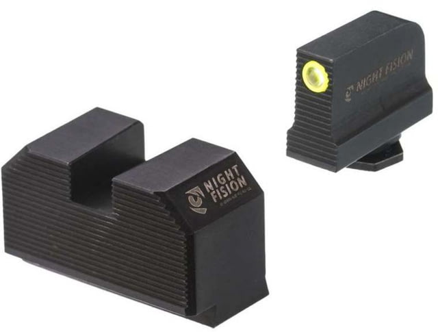 Night Fision Optics Ready Stealth Lower 1/3rd Night Sight Set Glock 17/19/34 w/ RMR/507c/SRO/ACRO Yellow Front Ring Blank Rear Sight - Night Fision