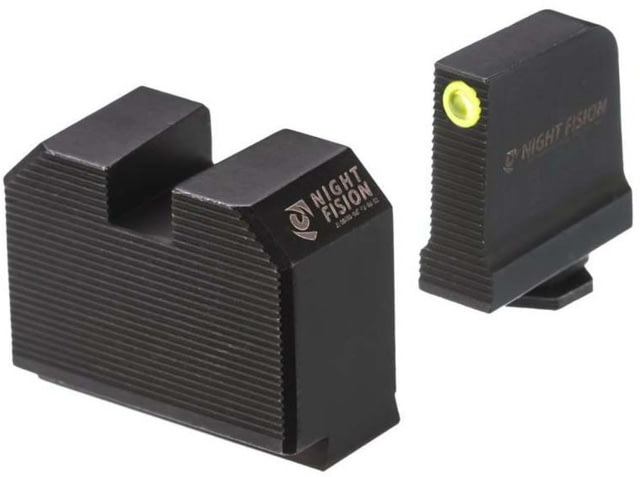Night Fision Optics Ready Stealth Glock Night Sight Set Glock 17/19/34 w/ DPP/509t/Romeo Pro Yellow Front Ring Blank Rear Sight - Night Fision