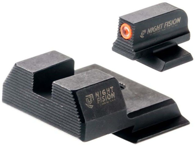 Night Fision Optics Ready Stealth Smith & Wesson Night Sight Set S&W M&P Shield Plus w/ 507k Orange Front Ring Blank Rear Sight - Night Fision