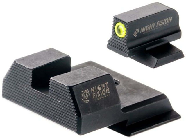 Night Fision Optics Ready Stealth Smith & Wesson Night Sight Set S&W M&P Shield Plus w/ 507k Yellow Front Ring Blank Rear Sight - Night Fision