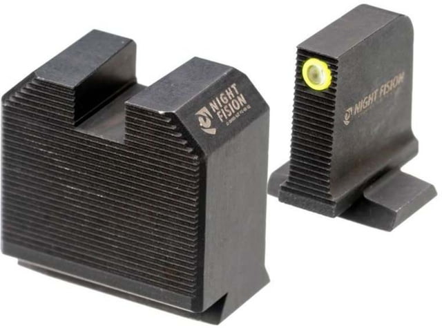 Night Fision Optics Ready Stealth Smith & Wesson Night Sight Set S&W M&P w/ DPP/509t/Acro Yellow Front Ring Blank Rear Sight - Night Fision