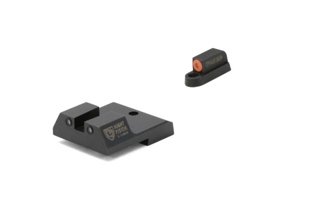USED Night Fision Perfect Dot Front Night Sights w/ Square Notch Rear for CZ-USA Orange Front w/ Green Tritium - Black Rear w/ Gree fits P-10 - Night Fision