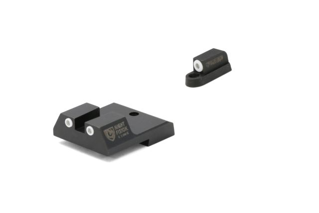 Night Fision Perfect Dot Front Night Sights w/ Square Notch Rear for CZ-USA White Front w/ Green Tritium - White Rear w/ Green fits P-10 - Night Fision
