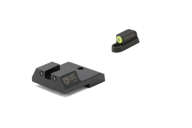 Night Fision Perfect Dot Front Night Sights w/ Square Notch Rear for CZ-USA Yellow Front w/ Green Tritium - Black Rear w/ Gree fits P-10 - Night Fision