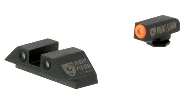 Night Fision Perfect Dot Night Sight Set w/Front Square Rear Orange Front w/Green Tritium Black Rear w/Green T Fits Glock 20/21/29/30/36/40/41 - Night Fision