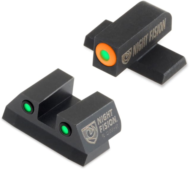Night Fision Perfect Dot Night Sight Set w/Front Square Rear Orange Front w/Green Tritium Black Rear w/Green T Fits Sig Sauer .40 S&W & .45 ACP - Night Fision