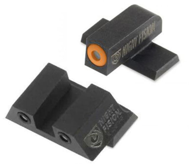 Night Fision Perfect Dot Night Sight Set w/Front Square Rear Orange Front w/Green Tritium Black Rear w/Green T Fits Springfield XD-S & XD-E - Night Fision