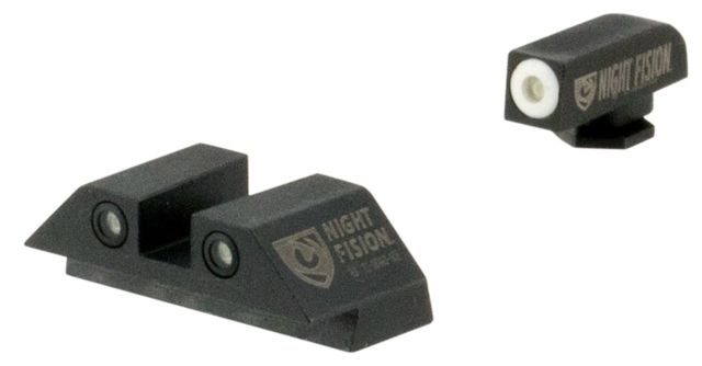Night Fision Perfect Dot Night Sight Set w/Front Square Rear White Front w/Green Tritium Black Rear w/Green Tr Fits Glock 20/21/29/30/36/40/41 - Night Fision