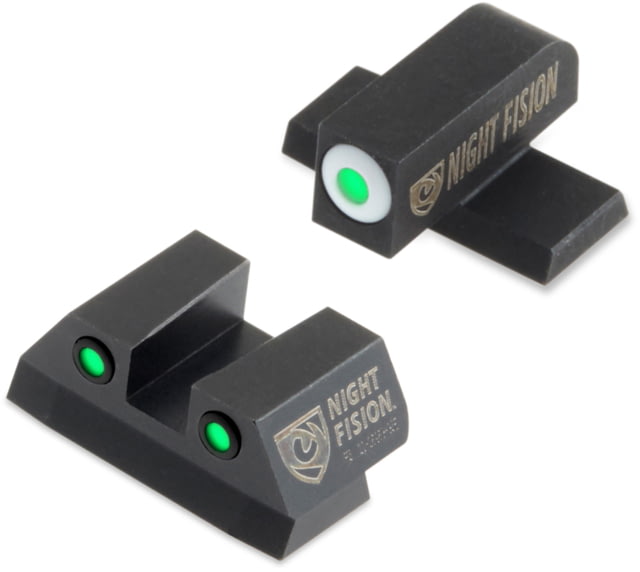 Night Fision Perfect Dot Night Sight Set w/Front Square Rear White Front w/Green Tritium Black Rear w/Green Tr Fits Sig Sauer 9mm & .357 P-Series - Night Fision