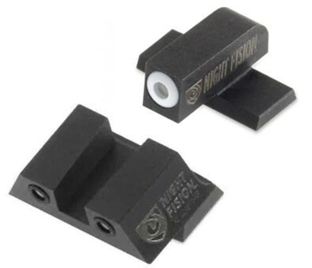 Night Fision Perfect Dot Night Sight Set w/Front Square Rear White Front w/Green Tritium Black Rear w/Green Tr Fits Springfield XD-S & XD-E - Night Fision