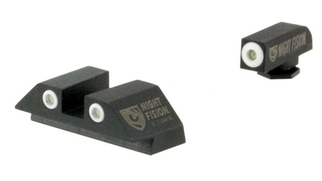 Night Fision Perfect Dot Night Sight Set w/Front Square Rear White Front w/Green Tritium White Rear w/Green Tr Fits Glock 20/21/29/30/36/40/41 - Night Fision