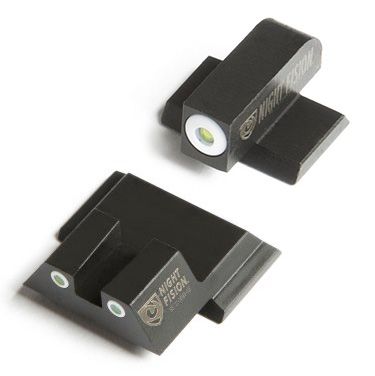 Night Fision Perfect Dot Night Sight Set w/Front Square Rear White Front w/Green Tritium White Rear w/Green Tr Fits Smith & Wesson M&P SHIELD - Night Fision